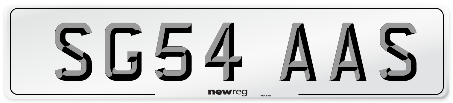 SG54 AAS Number Plate from New Reg